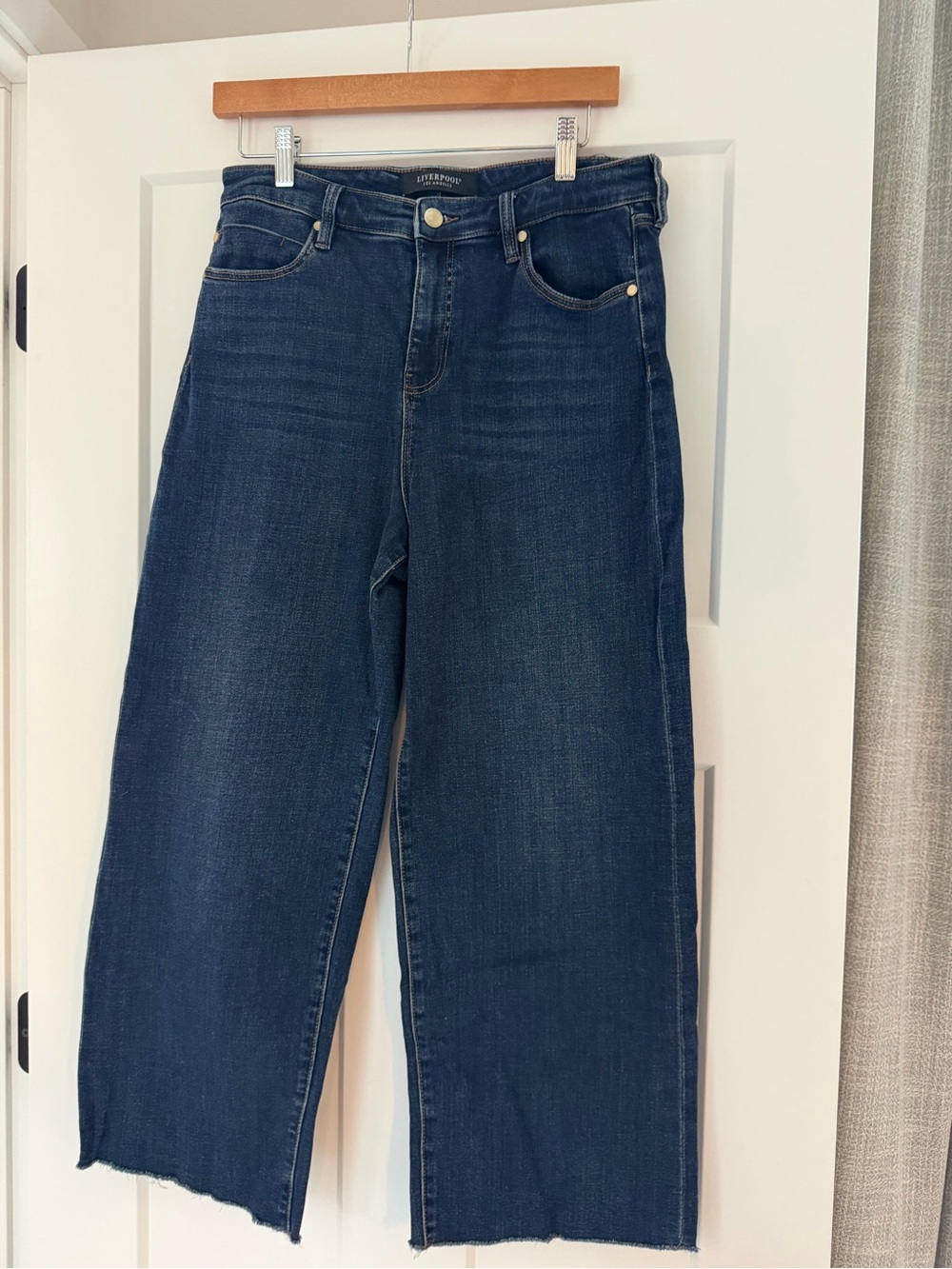 Liverpool Jeans Company Dark Indigo Cropped Wide-Leg Jeans